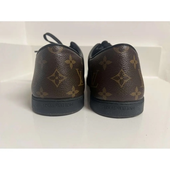 LOUIS VUITTON Monogram Canvas Black Leather Men's Sneakers  - Men's 8.5US/7.5UK - Picture 3 of 7